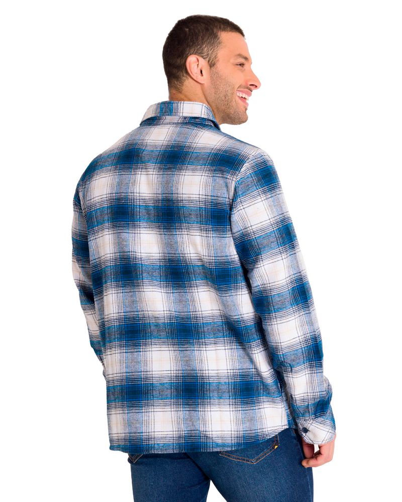 Chaqueta-Manga-Larga-Hombre-Buffalo-Check-Heavyweight-Overshirt-Azul-Petroleo-Cat