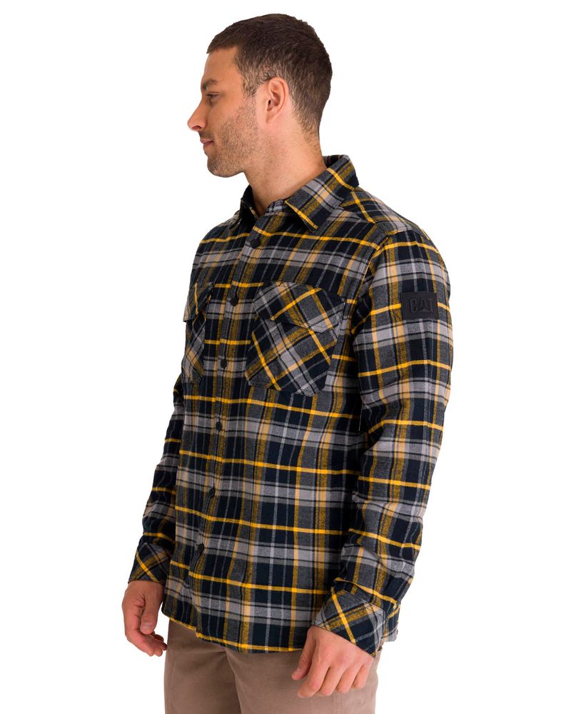 Chaqueta-Manga-Larga-Hombre-Buffalo-Check-Heavyweight-Overshirt-Negra-Cat