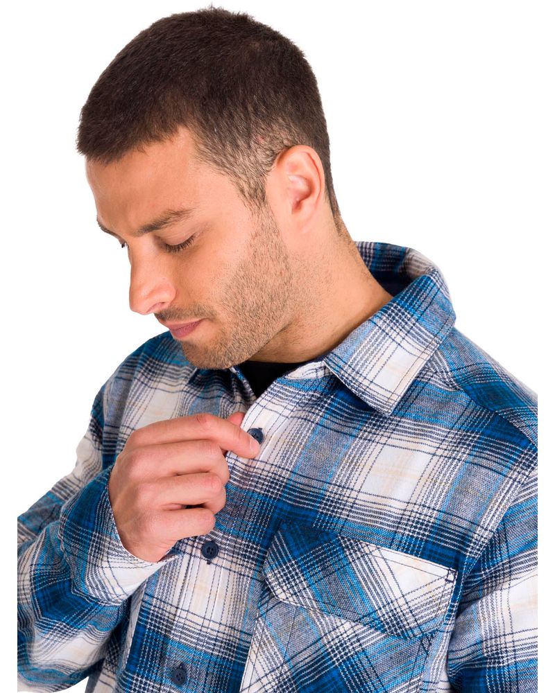 Chaqueta-Manga-Larga-Hombre-Buffalo-Check-Heavyweight-Overshirt-Azul-Petroleo-Cat