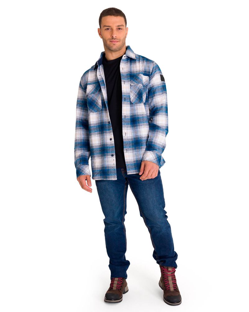 Chaqueta-Manga-Larga-Hombre-Buffalo-Check-Heavyweight-Overshirt-Azul-Petroleo-Cat