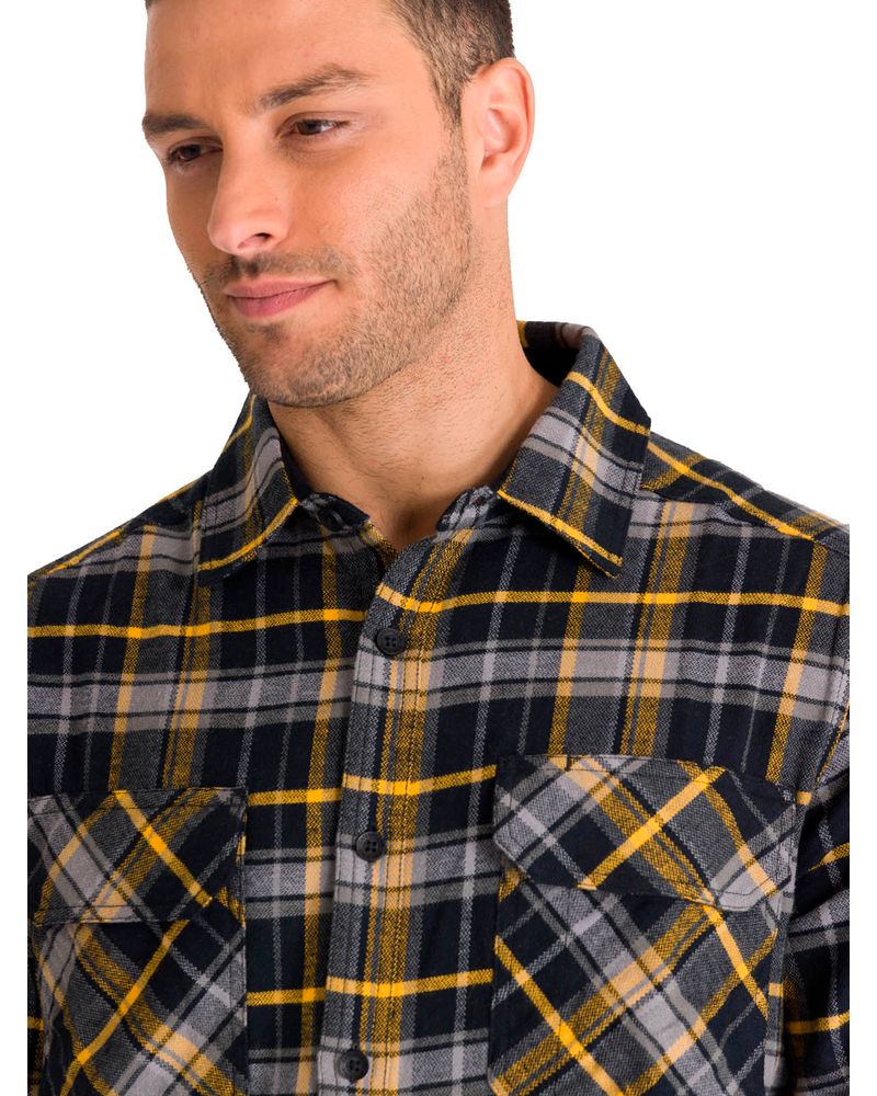 Chaqueta-Manga-Larga-Hombre-Buffalo-Check-Heavyweight-Overshirt-Negra-Cat