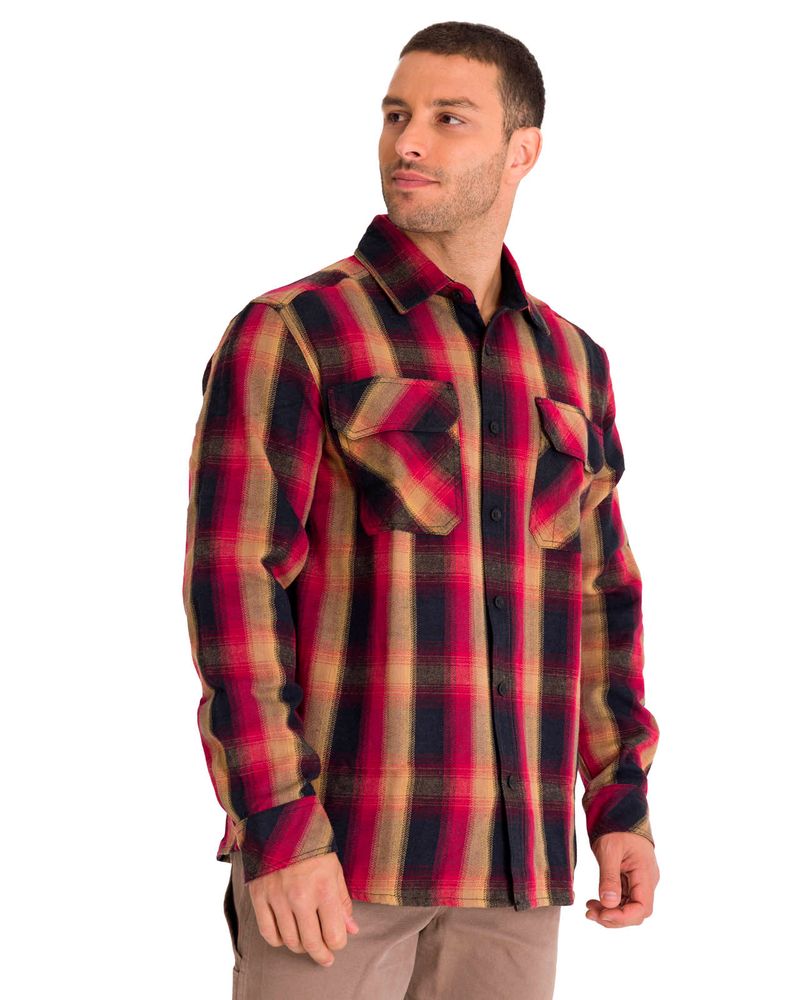 Chaqueta-Manga-Larga-Hombre-Buffalo-Check-Heavyweight-Overshirt-Roja-Cat