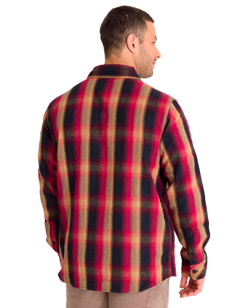 Chaqueta-Manga-Larga-Hombre-Buffalo-Check-Heavyweight-Overshirt-Roja-Cat