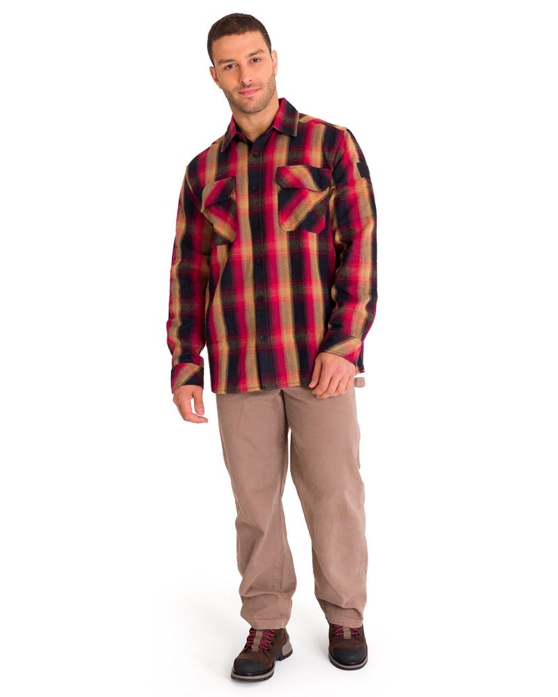 Chaqueta-Manga-Larga-Hombre-Buffalo-Check-Heavyweight-Overshirt-Roja-Cat