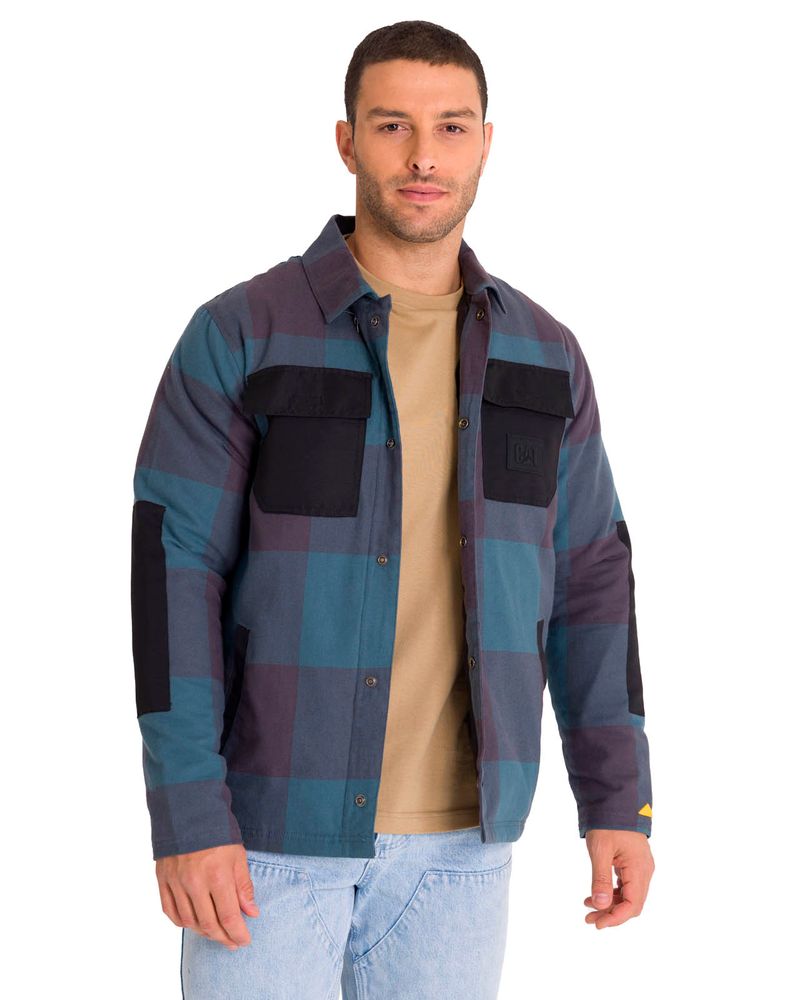 Chaqueta-Manga-Larga-Hombre-Flannel-Snap-Front-Lightweight-Insulated-Petroleo-Cat