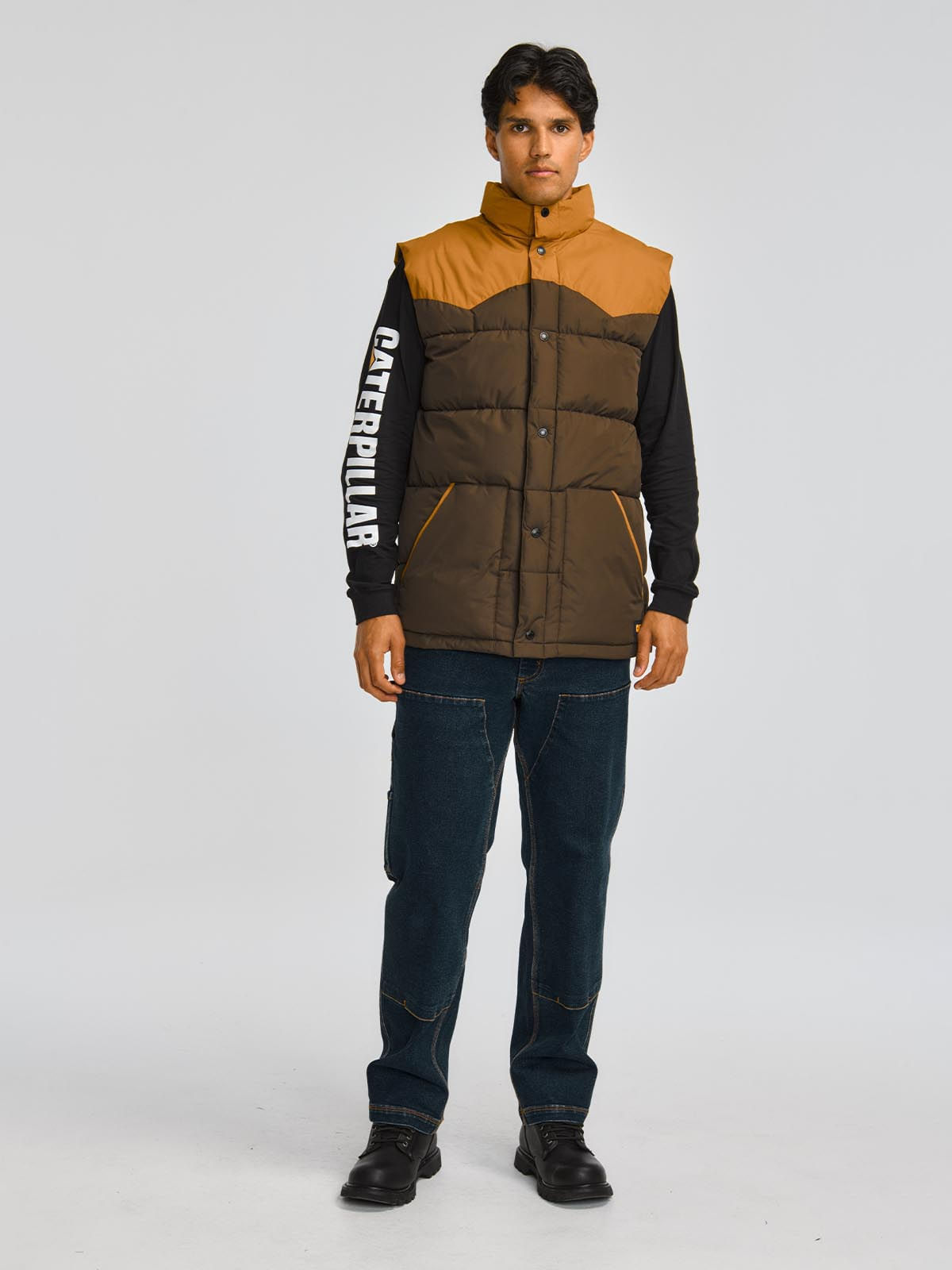 Parka Sin Mangas Hombre Big Sky Puffer Vest Café Oscuro Cat