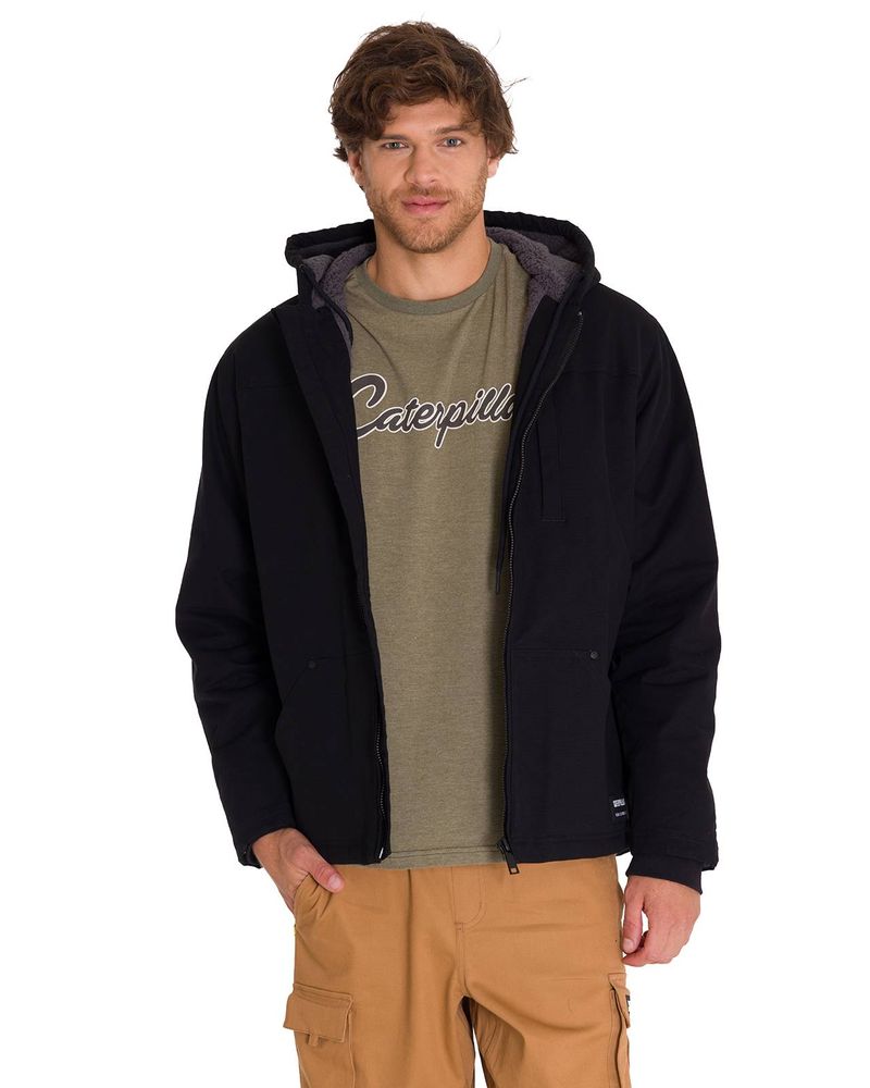 Chaqueta-Manga-Larga-Hombre-Hooded-Sherpa-Lined-Negra-Cat
