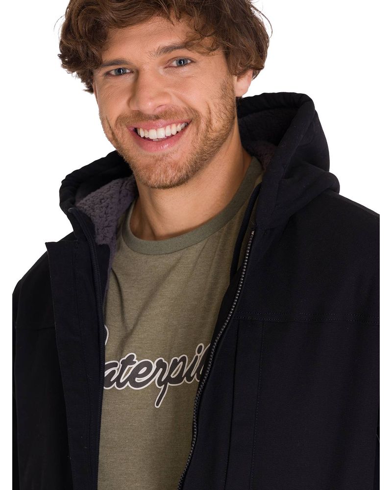 Chaqueta-Manga-Larga-Hombre-Hooded-Sherpa-Lined-Negra-Cat
