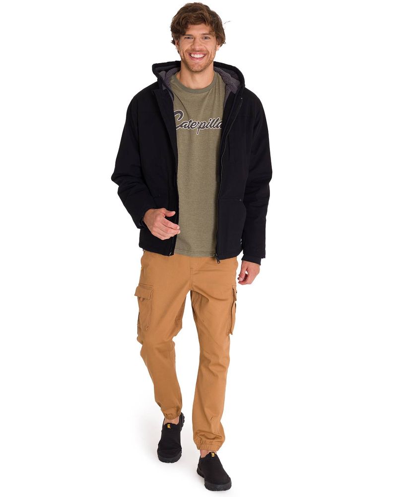 Chaqueta-Manga-Larga-Hombre-Hooded-Sherpa-Lined-Negra-Cat