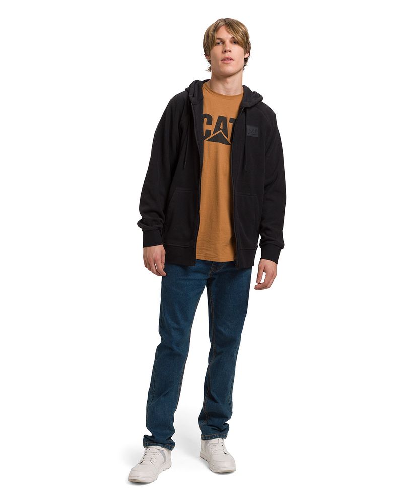 Polar-Manga-Larga-Unisex-Microfleece-Full-Zip-Hoodie-Negro-Cat