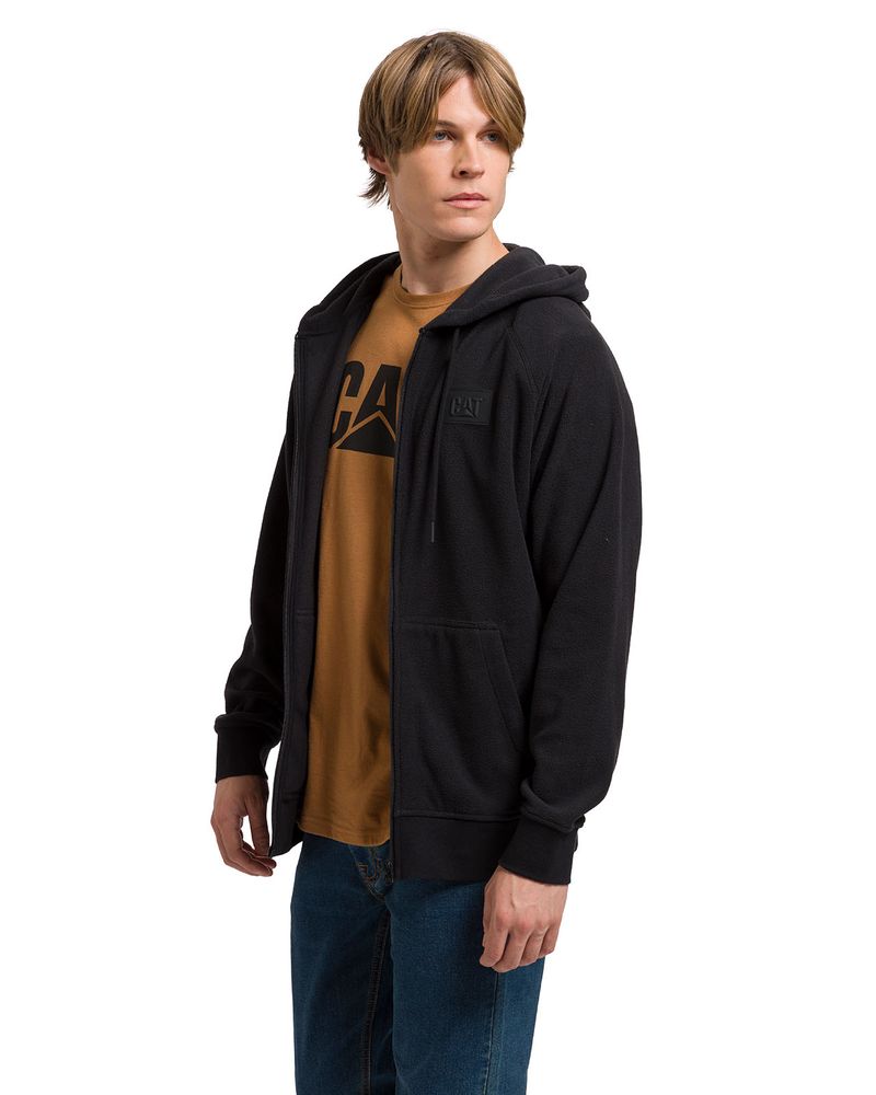 Polar-Manga-Larga-Unisex-Microfleece-Full-Zip-Hoodie-Negro-Cat