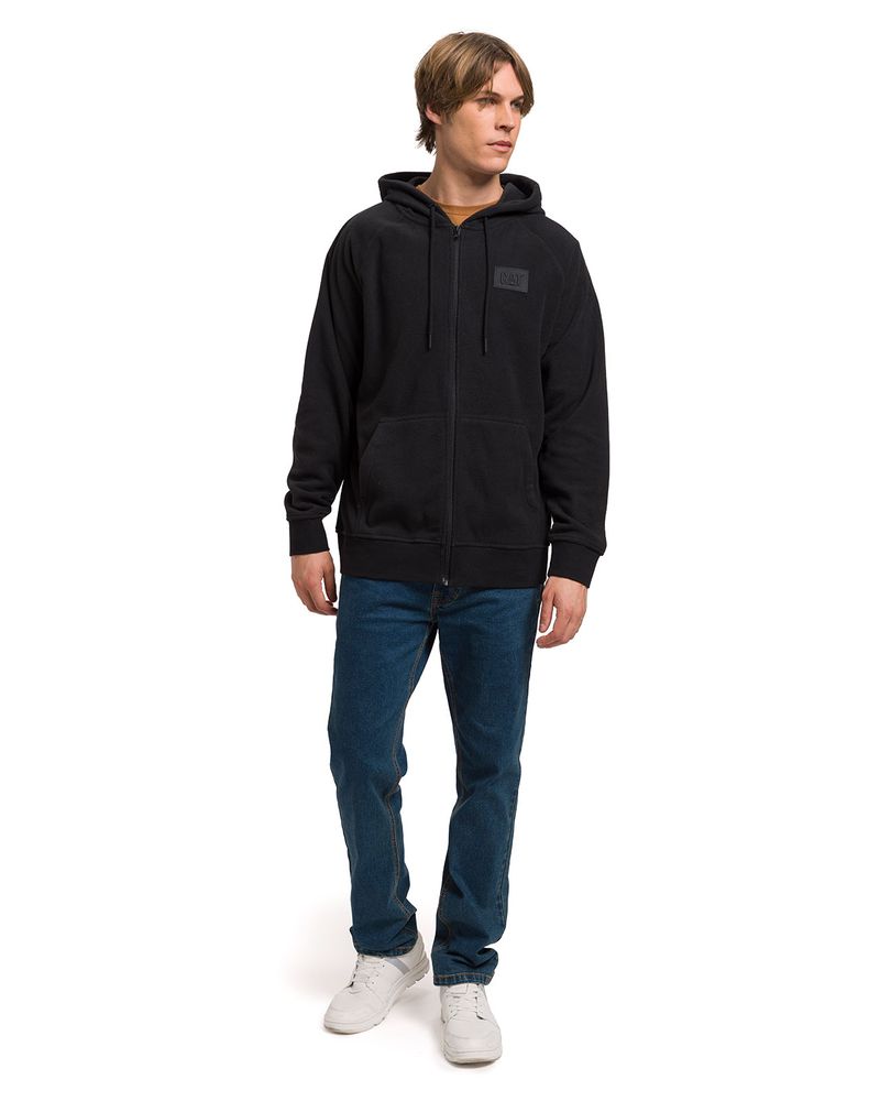 Polar-Manga-Larga-Unisex-Microfleece-Full-Zip-Hoodie-Negro-Cat