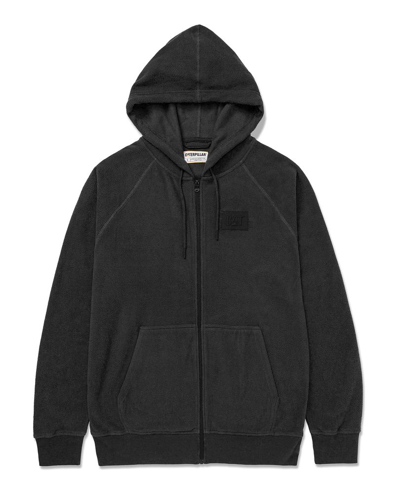 Polar-Manga-Larga-Unisex-Microfleece-Full-Zip-Hoodie-Negro-Cat