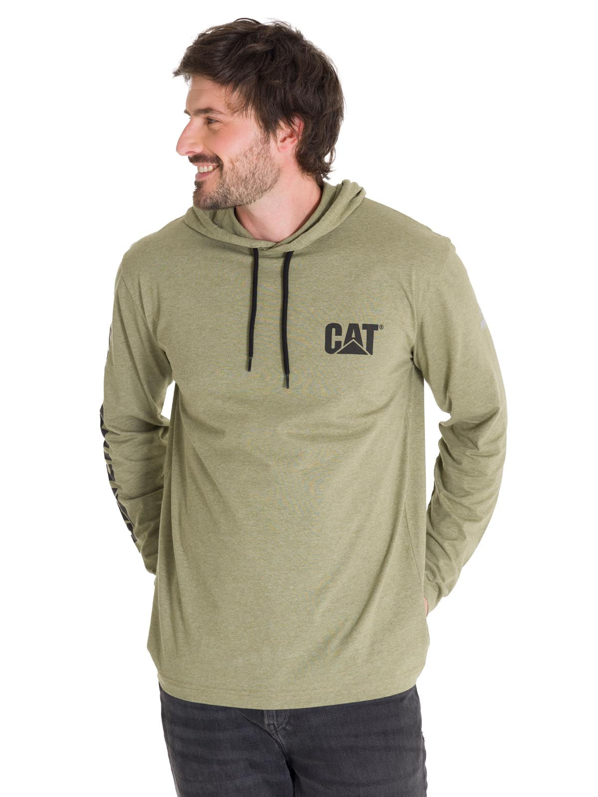 Polerón Manga Larga Casual Hombre UPF HOODED BANNER L/S TEE Oliva Cat