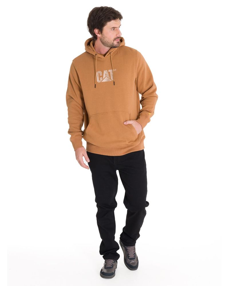 Poleron-Manga-Larga-Unisex-Fleece-Cat-Logo-Pullover-Hoodie-Caramelo-Cat