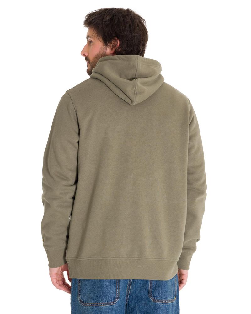 Poleron-Manga-Larga-Hombre-Fleece-Cat-Logo-Pullover-Hoodie-Azul-Petroleo-Cat