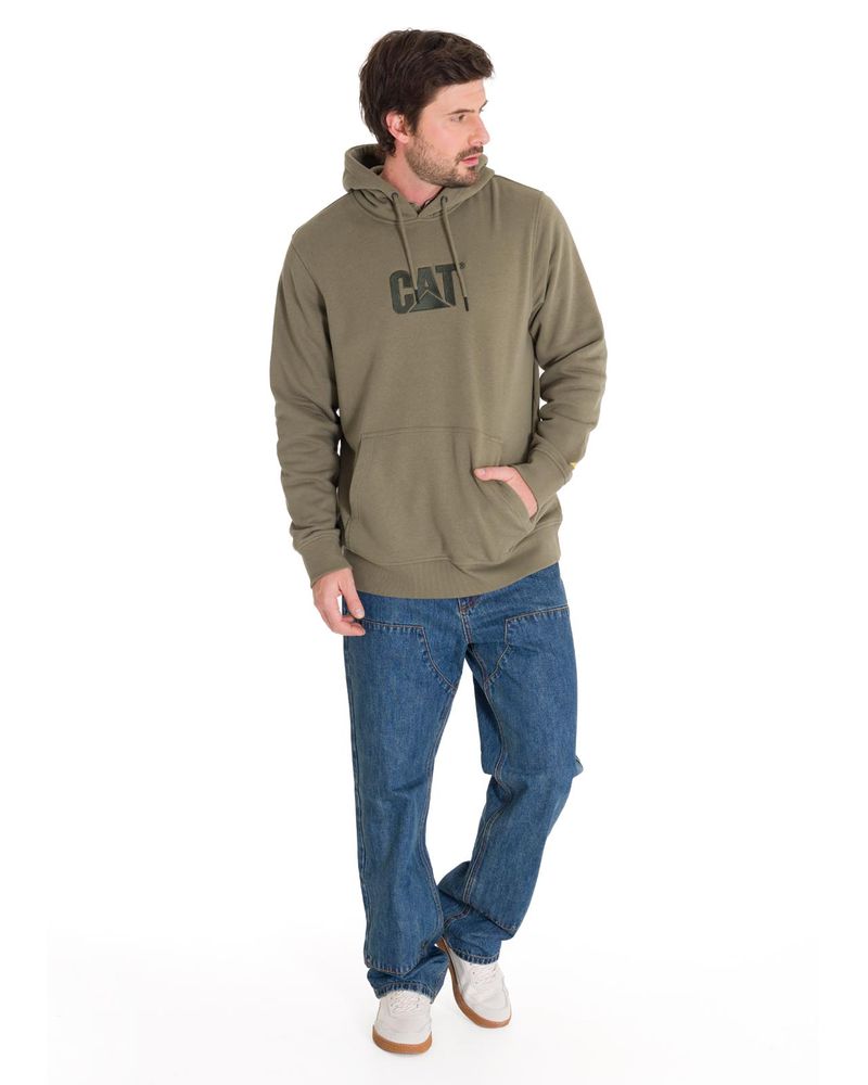 Poleron-Manga-Larga-Hombre-Fleece-Cat-Logo-Pullover-Hoodie-Azul-Petroleo-Cat