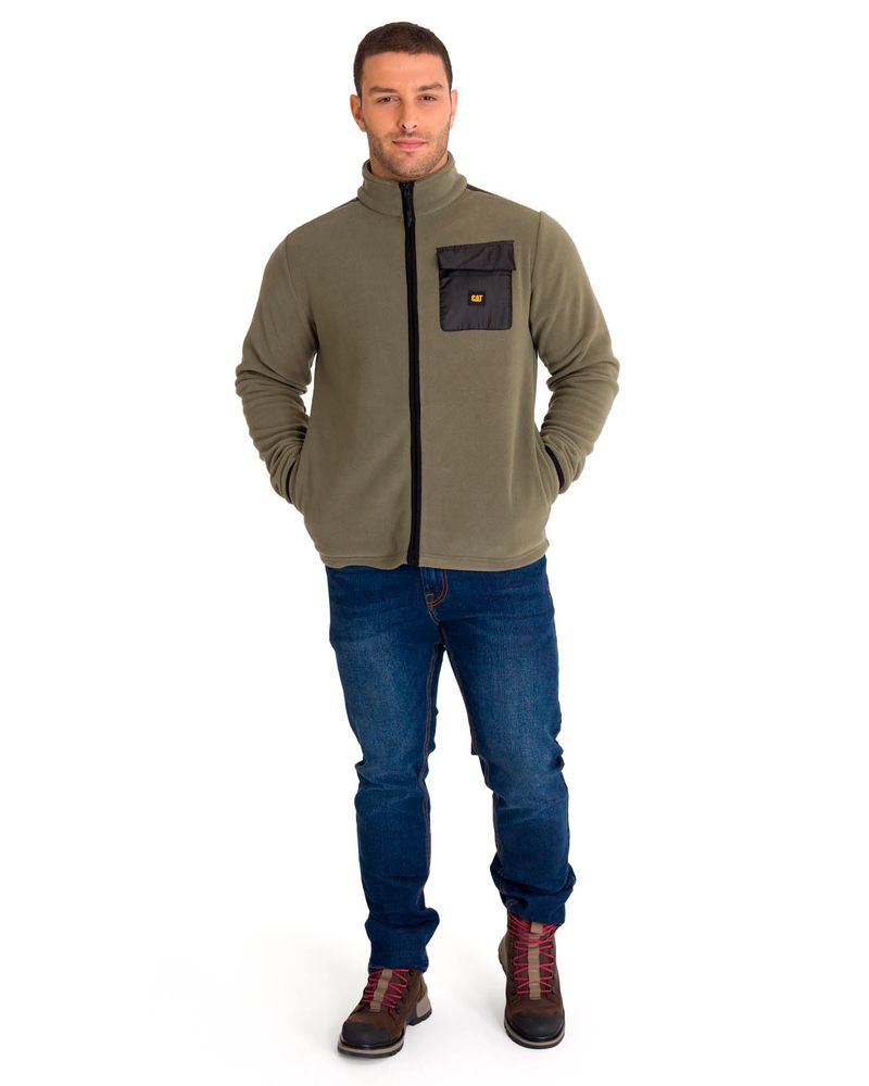 Polar-Manga-Larga-Hombre-Fleece-Utility-Full-Zip-Oliva-Cat