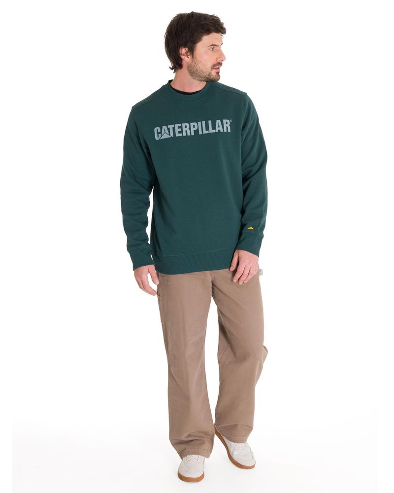 Poleron-Crewneck-Hombre-Logo-Caterpillar-Verde-Cat