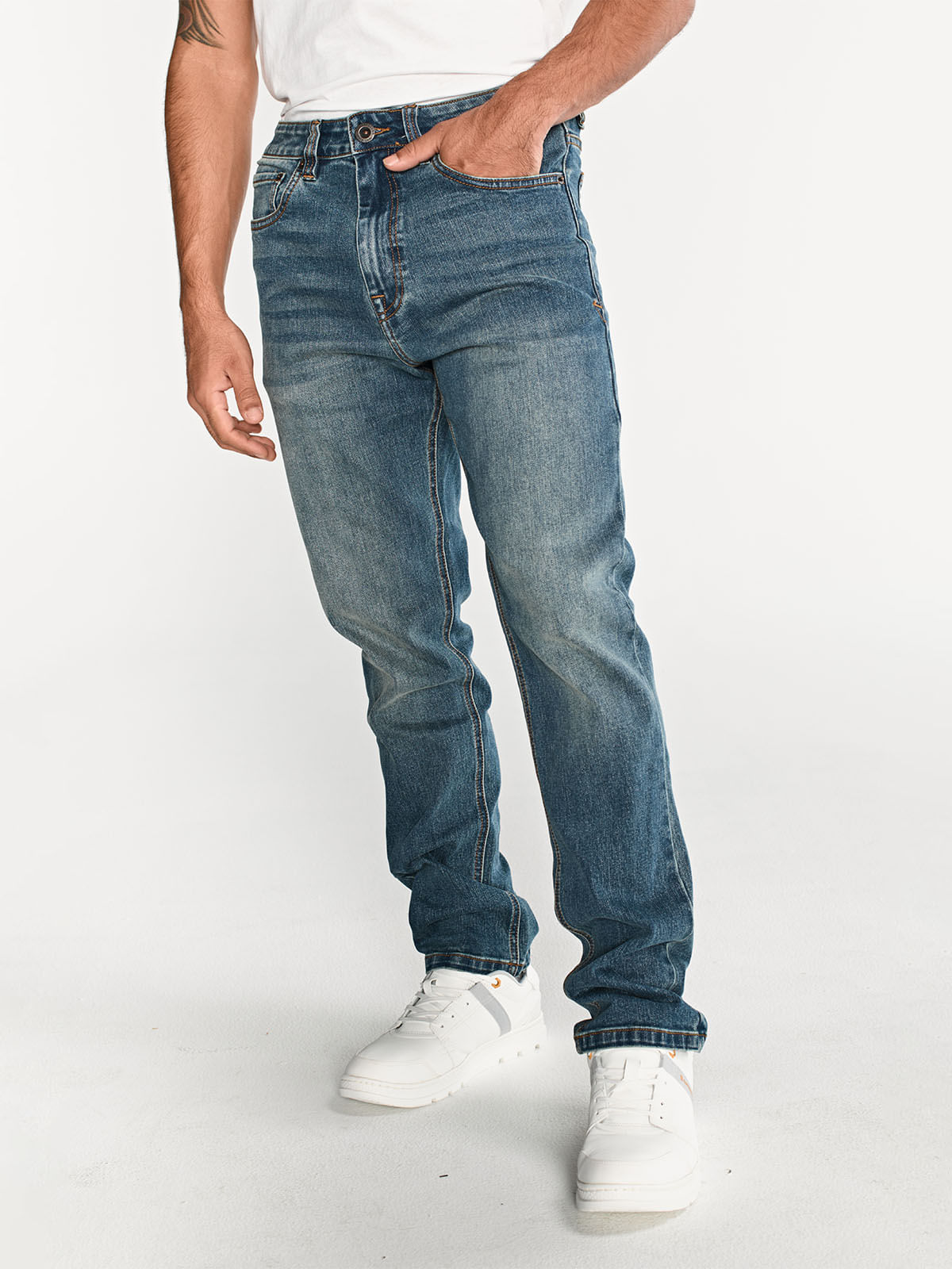 Jeans Rectos Hombre Eco Stretch Azul Cat