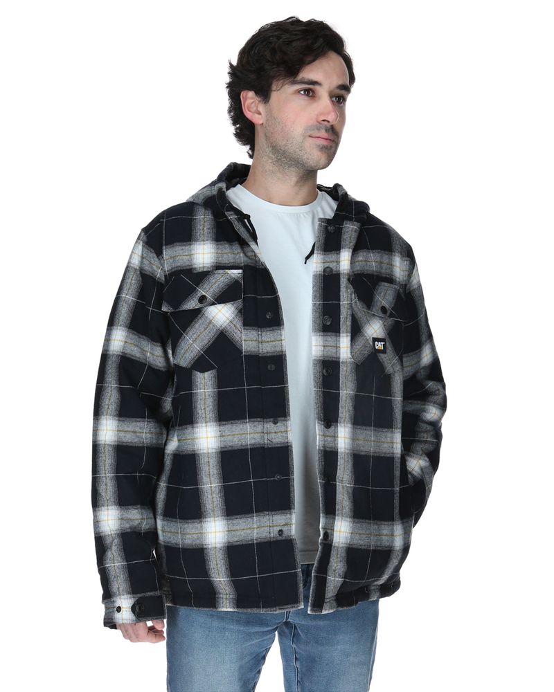 Chaqueta-Hombre-Hooded-Flannel-Negro-y-Blanco-Cat