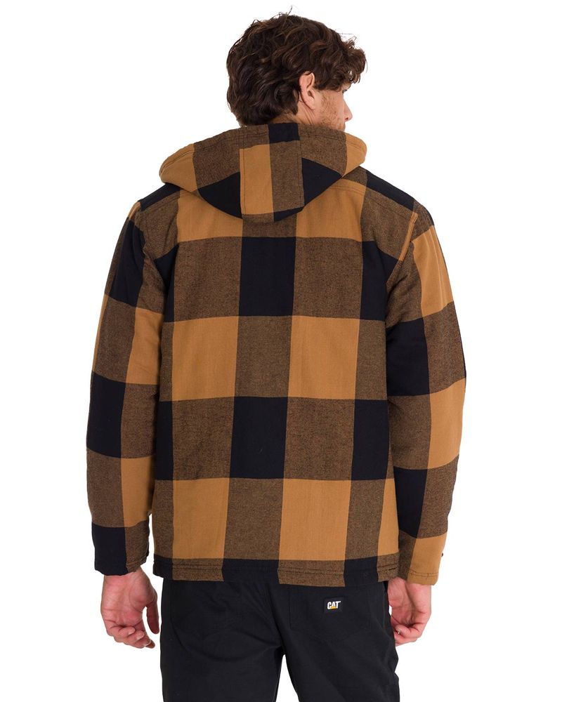 Chaqueta-Hombre-Hooded-Flannel-Negro-y-Cafe-Cat