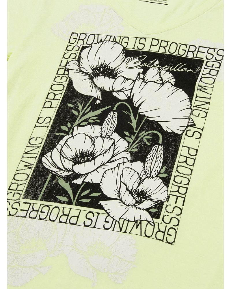Polera-Manga-corta-Casual-Mujer-W-V-NECK-GRAPHIC-TEE-3-Amarillo-CAT