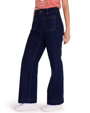 Jeans Wide Leg Casual Mujer TRIBLEND STRETCH DENIM PATCH FRONT POCKET FLARE Azul Marino Cat