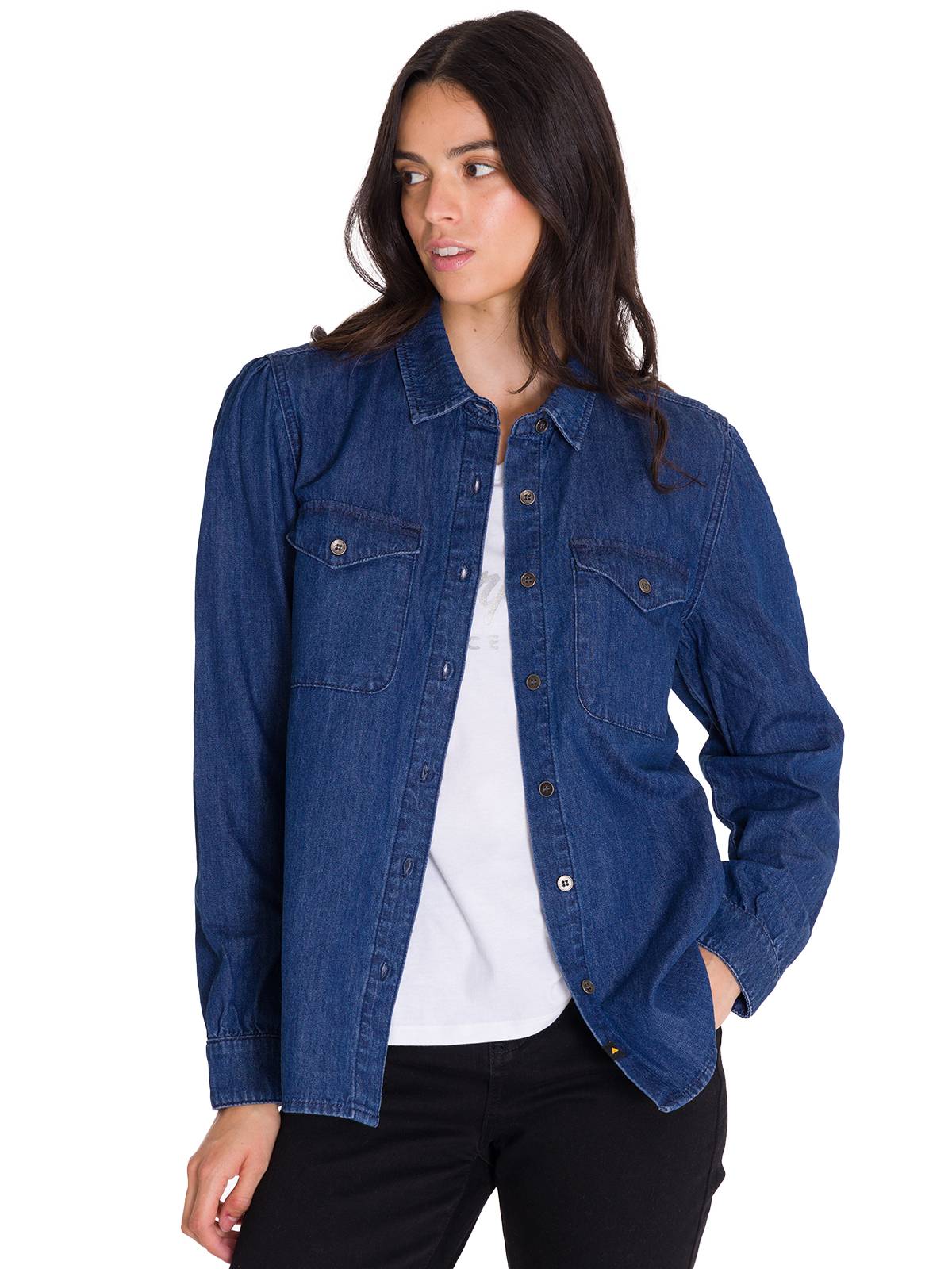 Camisa Manga Larga Casual Mujer Denim Relaxed L/S Azul Cat-Cat