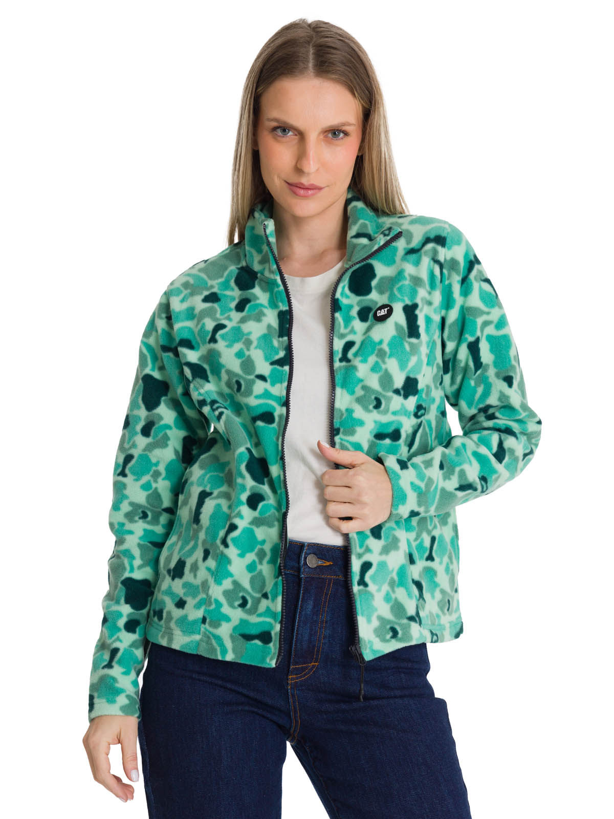 Polar Mujer Microfleece Full Zip Multicolor Verde Cat-Cat Chile