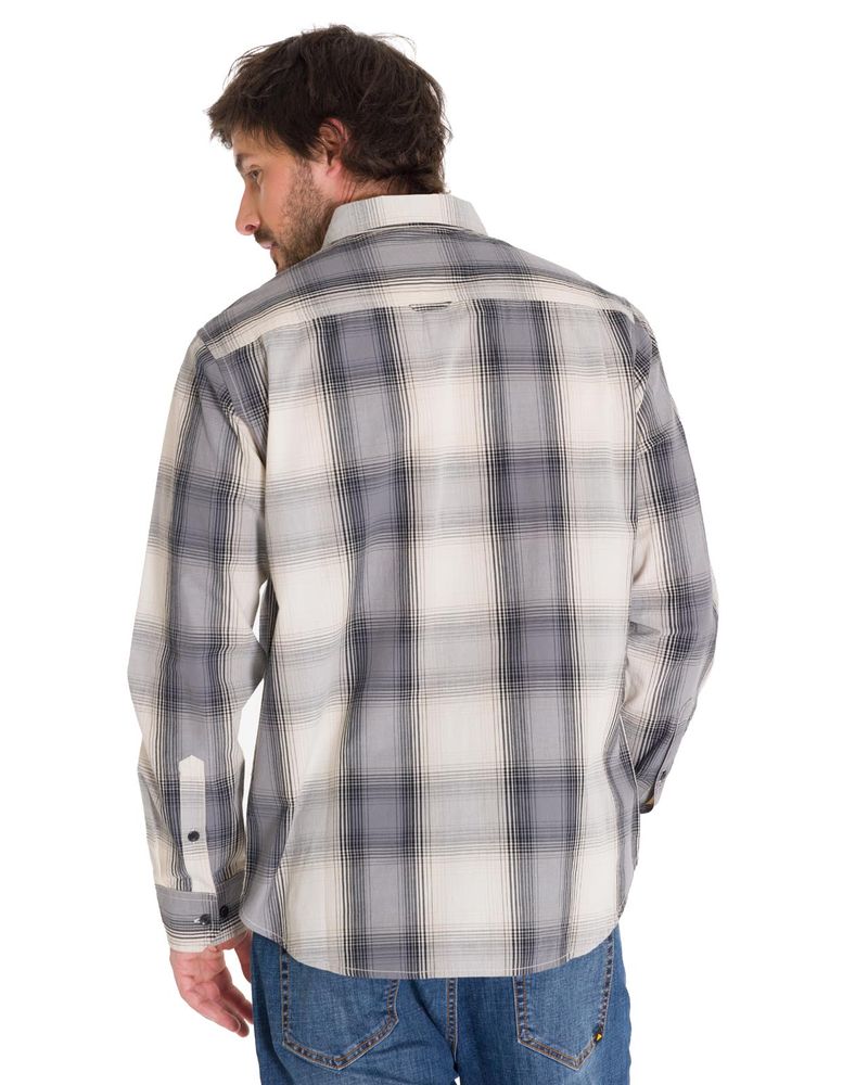 Camisa-Manga-Larga-Casual-Hombre-Plaid-Poplin-Amarillo-CAT