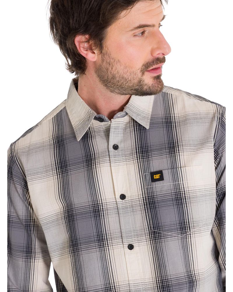 Camisa-Manga-Larga-Casual-Hombre-Plaid-Poplin-Amarillo-CAT