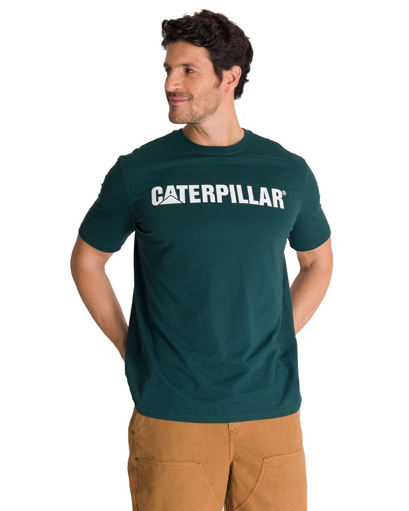 Polera-Manga-Corta-Hombre-Logo-Caterpillar-Verde-CAT