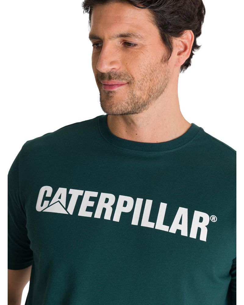 Polera-Manga-Corta-Hombre-Logo-Caterpillar-Verde-CAT