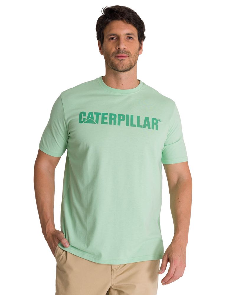 Polera-Manga-Corta-Hombre-Logo-Caterpillar-Verde-CAT