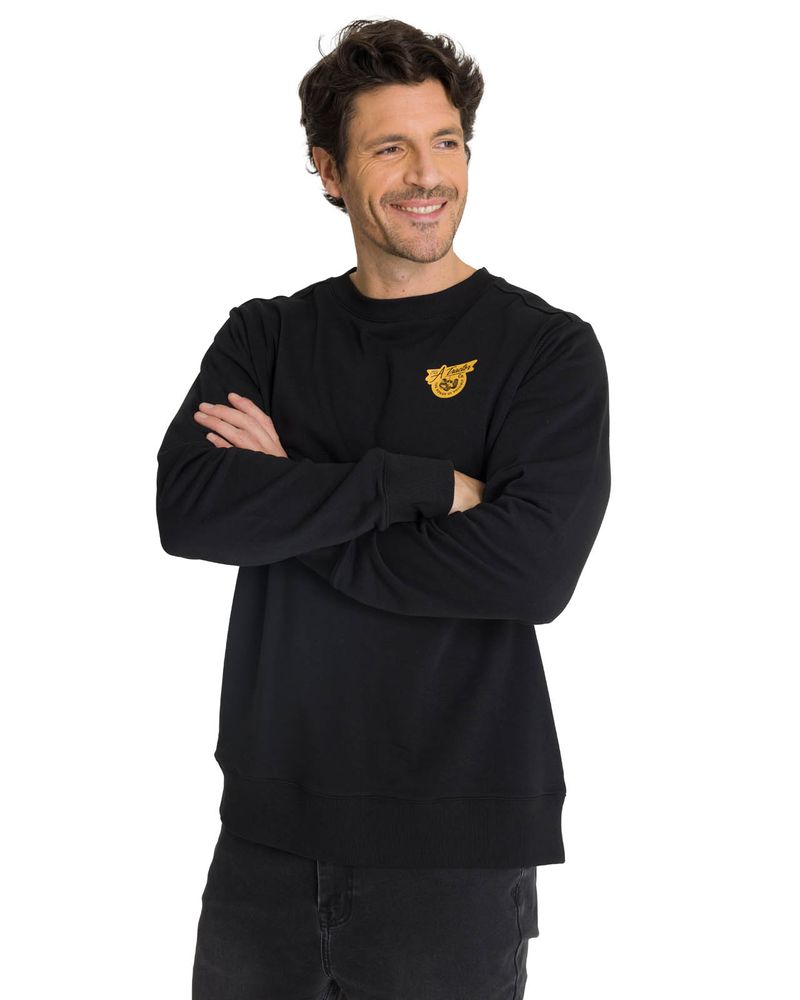 Poleron-Crewneck-Hombre-Diseño-French-Terry-Negro-CAT