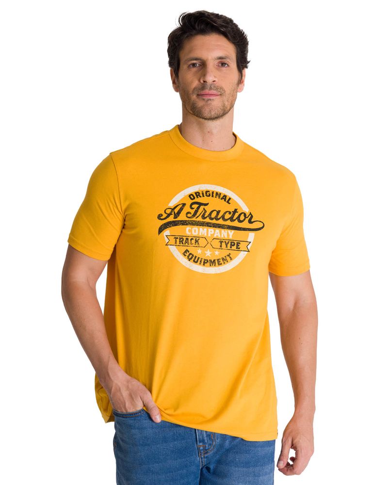 Polera-Manga-Corta-Hombre-Original-Tractor-Amarillo-CAT